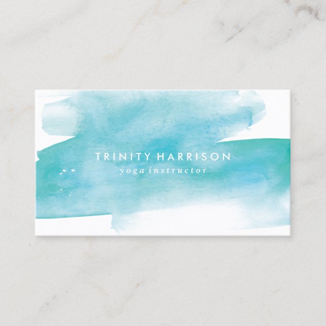 Modern Blue Watercolor Business Card (Front)