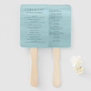 Modern Blue Watercolor Elegant Wedding Hand Fan