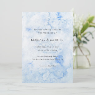 Modern Blue Watercolor Elegant Wedding Invitation