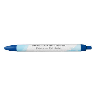 Modern Blue Watercolor Fashion Black Ink Pen