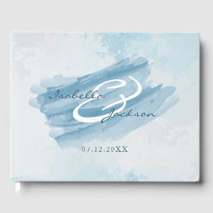 Modern Blue Watercolor  Guest Book