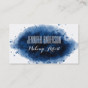 Modern Blue Watercolor Makeup Artist Appointment Card