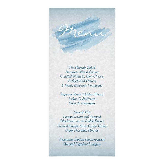 Modern Blue Watercolor Splash - Menu (Front)
