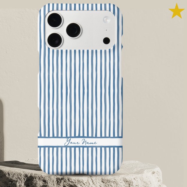 Modern Blue Watercolor Stripes Custom Name  (Creator Uploaded)