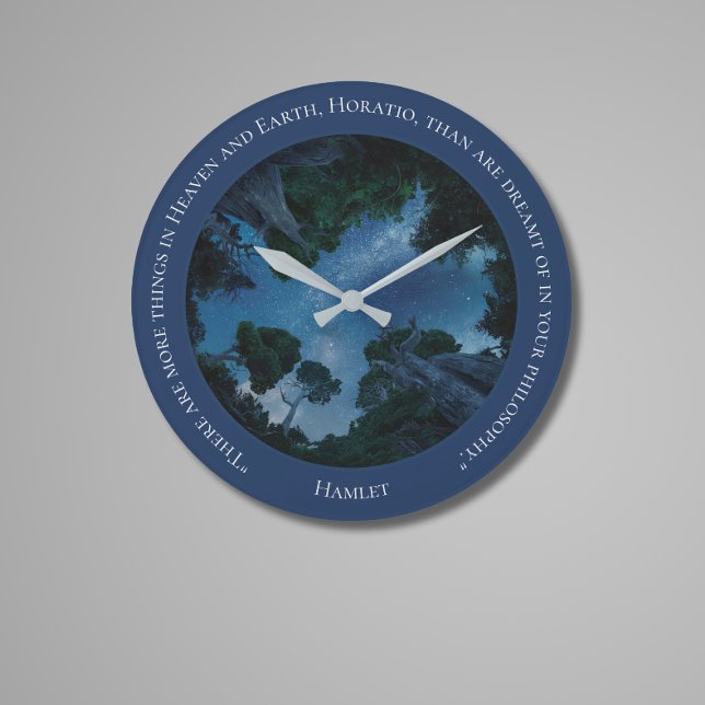 Modern Blue Watercolor Text Trendy Quote Large Clock (Creator Uploaded)