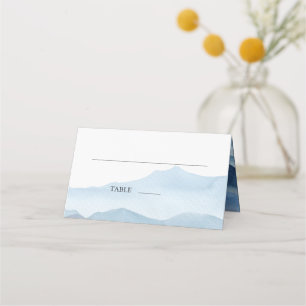 Modern Blue Watercolor Wedding  Place Card