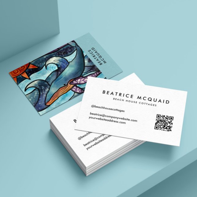 Modern Blue Watercolor Whale Business Card (Creator Uploaded)