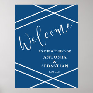Modern Blue Wedding Welcome Poster