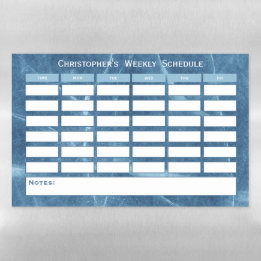 Modern Blue Weekly Schedule School Timetable Magnetic Dry Erase Sheet
