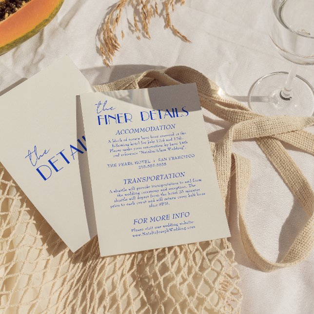 Modern Blue Whimsical French Retro Wedding Details Enclosure Card (Creator Uploaded)