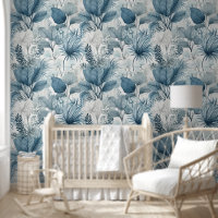 Modern Blue White Botanical Peel and Stick