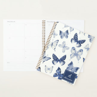 Modern Blue & White Butterfly Planner