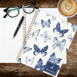 Modern Blue & White Butterfly Planner