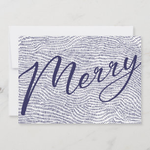 Modern Blue White Christmas Frame Photo Happy Holi Holiday Card