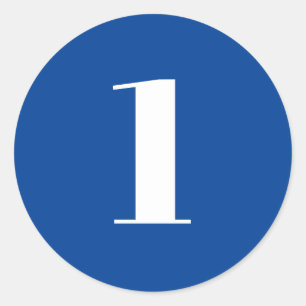 Modern blue white custom number age monogram classic round sticker