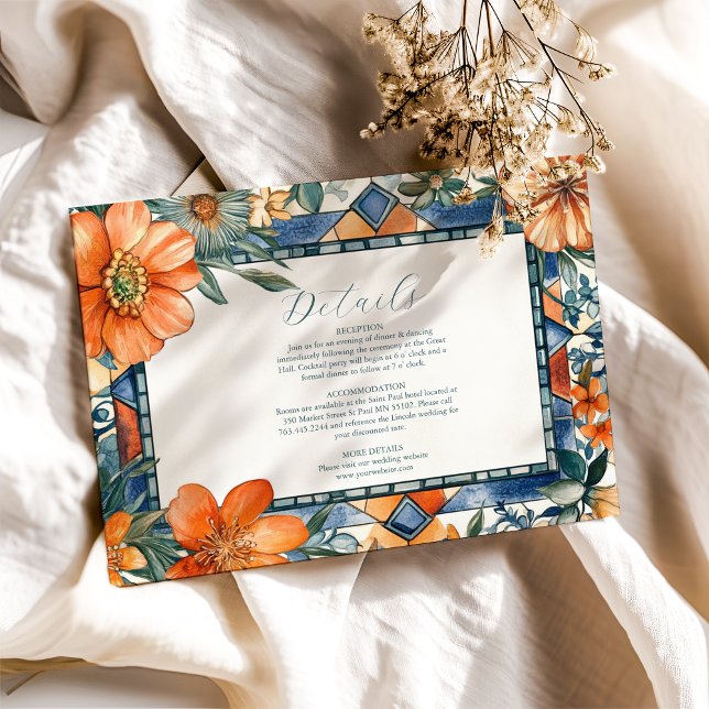 Modern Blue & White Floral Mediterranean Tiles Enclosure Card (Creator Uploaded)