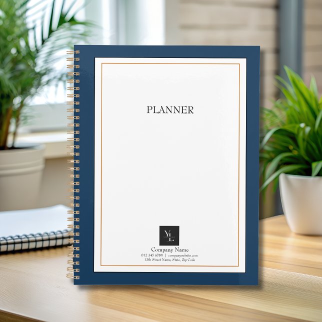 Modern Blue White Gold with Business Logo Planner (Creator Uploaded)