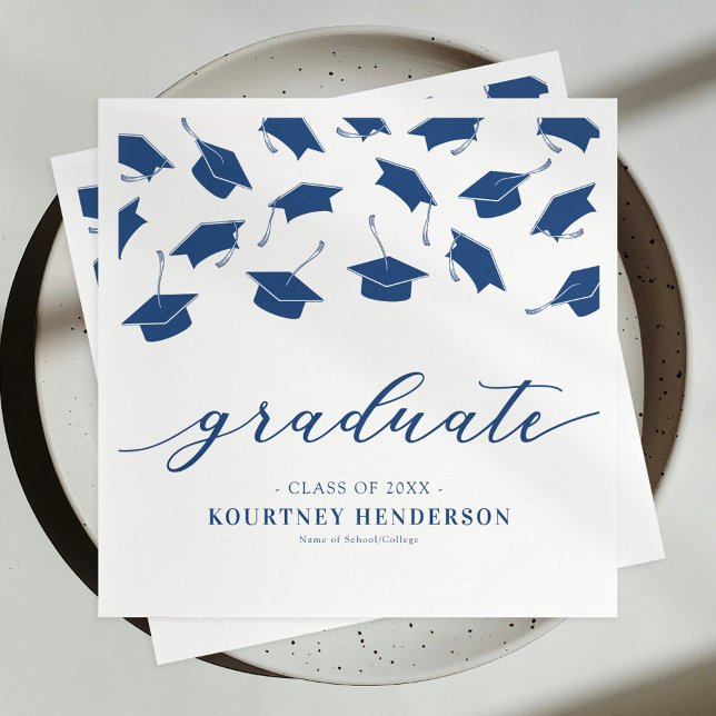Modern Blue White Graduation Napkin (Creator Uploaded)