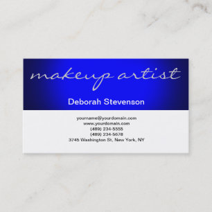 Modern Blue White Make-up Artist Business Card