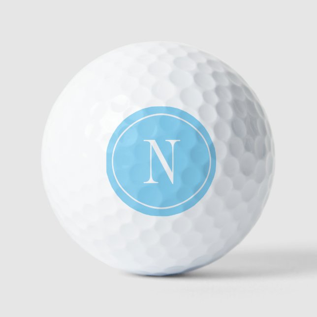 Modern blue &white monogram initial golf balls (Front)