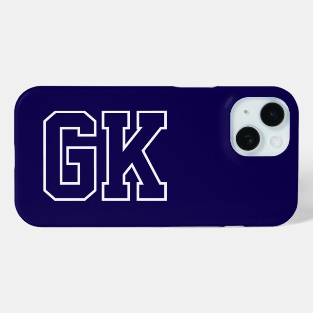 Modern Blue White Monogram Initials Case-Mate iPhone Case (Back (Horizontal))