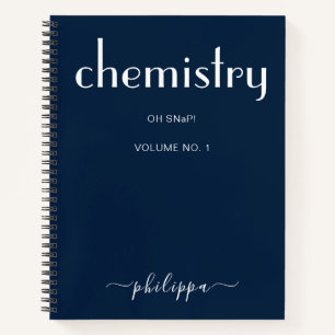 Modern Blue White Personalised Chemistry Notebook