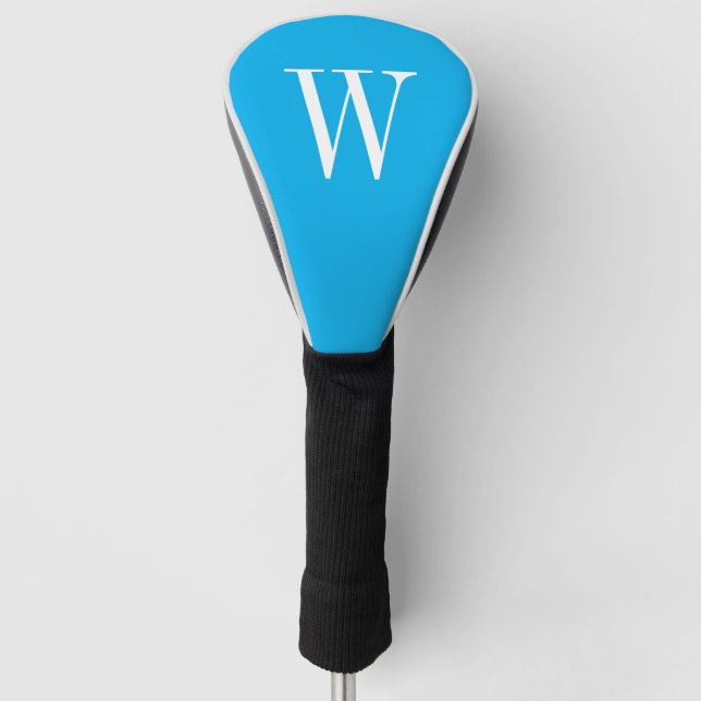 Modern blue & white Personalised  Golf Head Cover (Front)