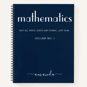 Modern Blue White Personalised Mathematics Notebook