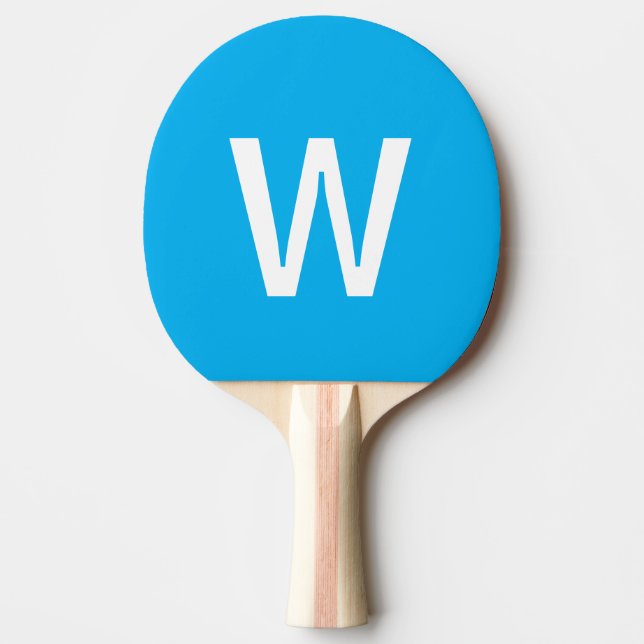 Modern blue & white Personalised Ping Pong Ball Paddle (Front)