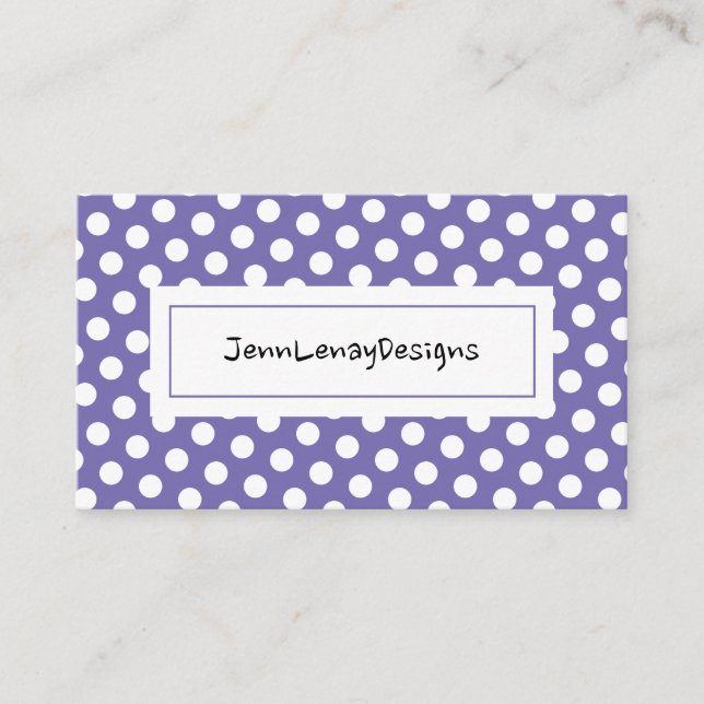 Modern Blue White Polka Dots Pattern Chic Business Card (Front)