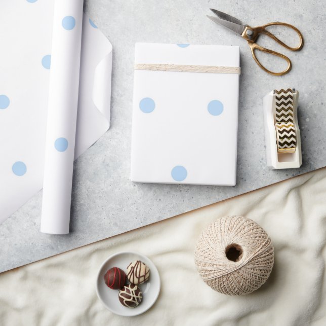 Modern Blue & White Polka Dots Pattern Wrapping Paper (Crafts)