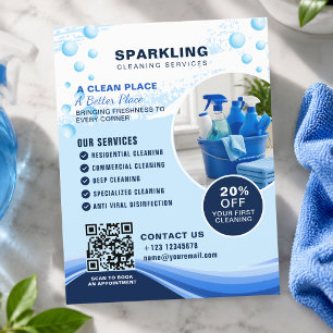 Modern Blue White Professional Cleaning Services   Flyer