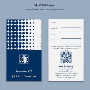 Modern Blue White Promotional Gift Voucher Card