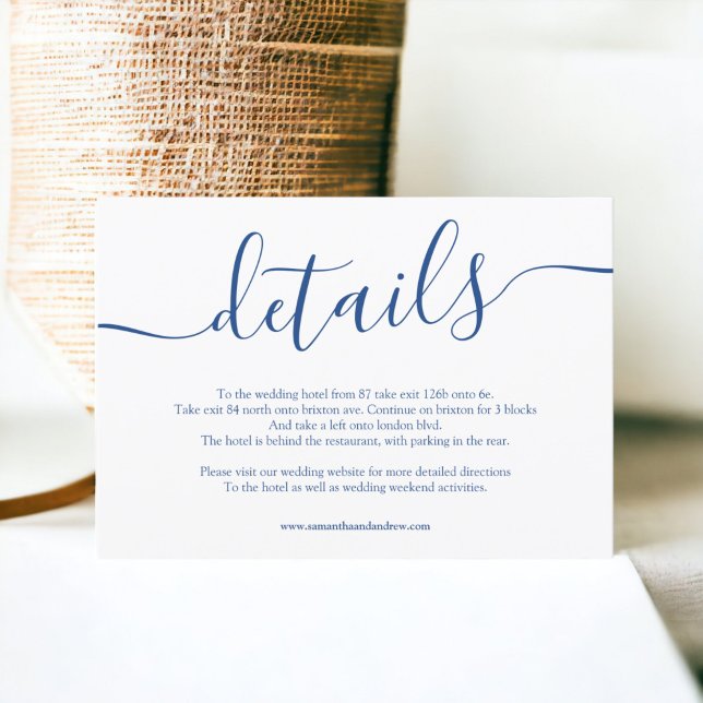 Modern blue white simple wedding details enclosure card (Modern blue white simple wedding details enclosure card)