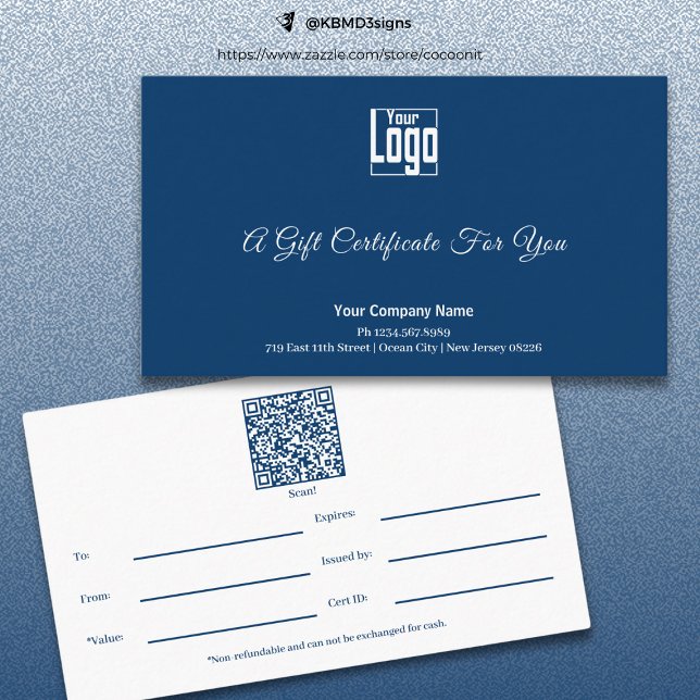Modern Blue White Small Business Gift Certificate (Modern Blue White Small Business Gift Certificate)