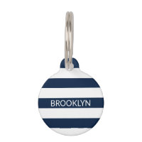 Modern blue white stripes custom name info cute