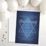 Modern Blue White Typography Formal Bat Mitzvah Invitation<br><div class="desc">Beautiful deep shades of dark blue create a texture like water on this formal Bat Mitzvah invitation. Elegant white minimalist script with your ceremony and reception details on a gorgeous gradient underneath the subtle Star of David to celebrate your Jewish daughter's coming of age.</div>