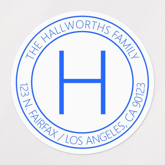 Modern Blue & White Waterproof Return Address (Design 1)