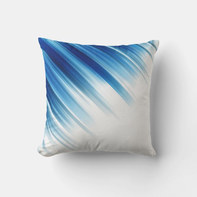 Modern Blue & White Windswept Decorative Pillow (Front)