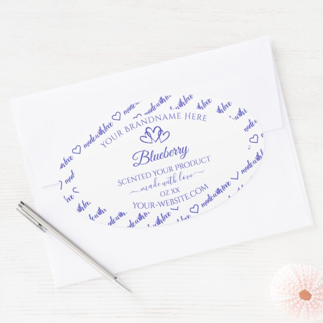 Modern Blue White Word Cloud Product Labels Hearts (Envelope)