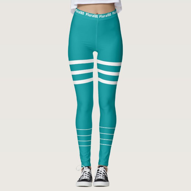 Modern blue white workout leggings (Front)