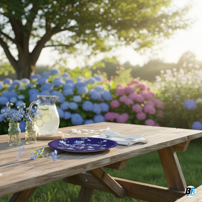 Modern Blue Wildflower Garden Greenery Baby Shower Paper Plate (Creator Uploaded)