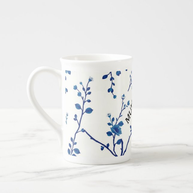Modern Blue Willow China Aesthetic Bone China Mug (Left)