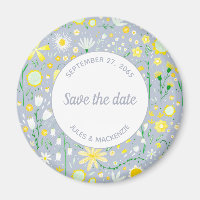 Modern Blue Yellow Floral Save The Date