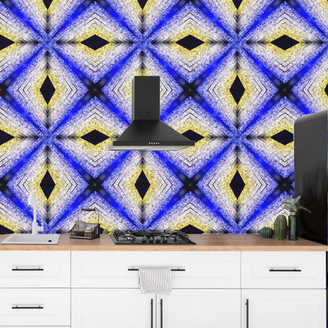 Modern blue yellow glitter geometric pattern wallpaper (Creator Uploaded)