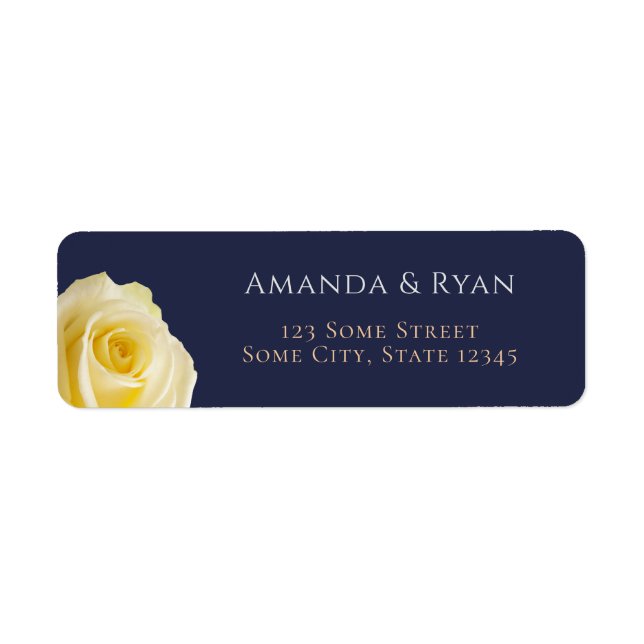 Modern Blue Yellow Rose Floral Wedding Address (Front)
