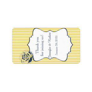 Modern Blue Yellow Stripe Wedding Lip Balm Label