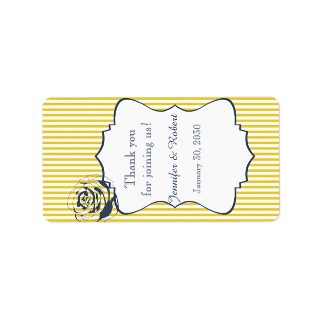 Modern Blue Yellow Stripe Wedding Lip Balm Label (Front)