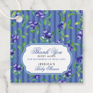 Modern Blueberries Berry Sweet Baby Shower Favour Tags