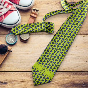 Modern Blueberry Initials Vibrant Bold Fun Novelty Tie